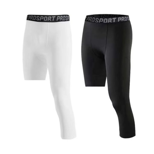 Trendoran Men’s Single-Leg Compression Tights – Quick-Dry 3/4 Sports Leggings for Basketball, Running & Fitness