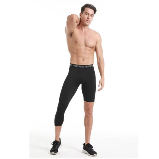 Trendoran Men’s Single-Leg Compression Tights – Quick-Dry 3/4 Sports Leggings for Basketball, Running & Fitness