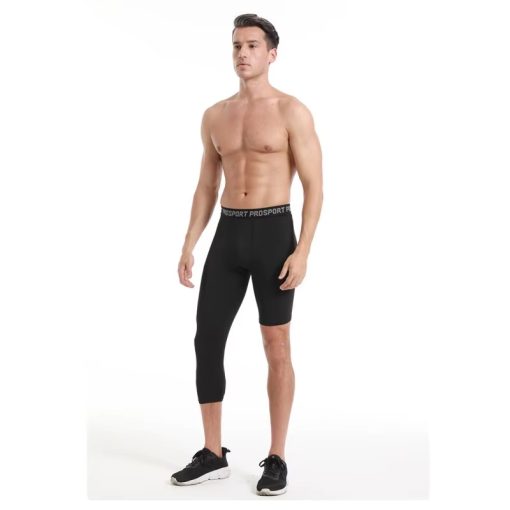 Trendoran Men’s Single-Leg Compression Tights – Quick-Dry 3/4 Sports Leggings for Basketball, Running & Fitness