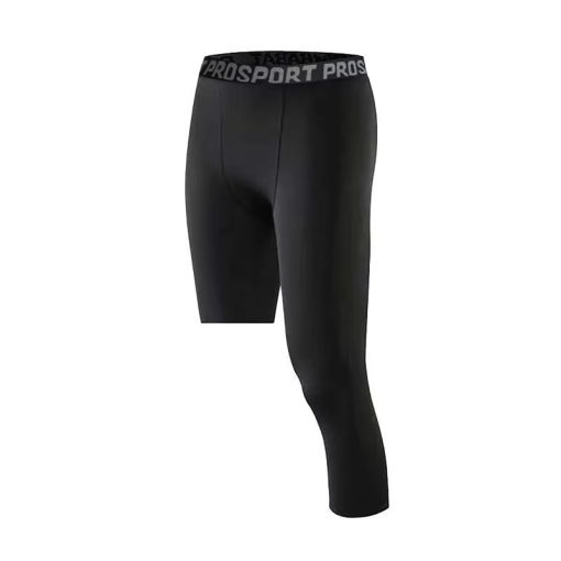 Trendoran Men’s Single-Leg Compression Tights – Quick-Dry 3/4 Sports Leggings for Basketball, Running & Fitness