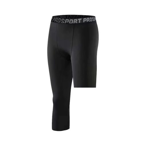Trendoran Men’s Single-Leg Compression Tights – Quick-Dry 3/4 Sports Leggings for Basketball, Running & Fitness